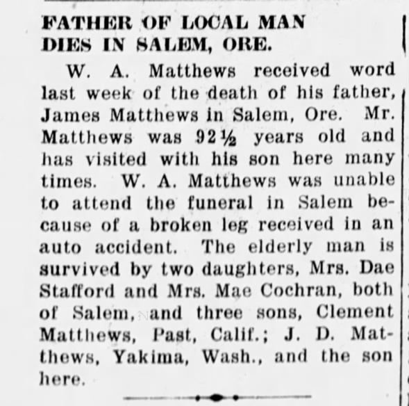 James M Matthews death notice